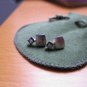 Silver stud earrings with clear stone